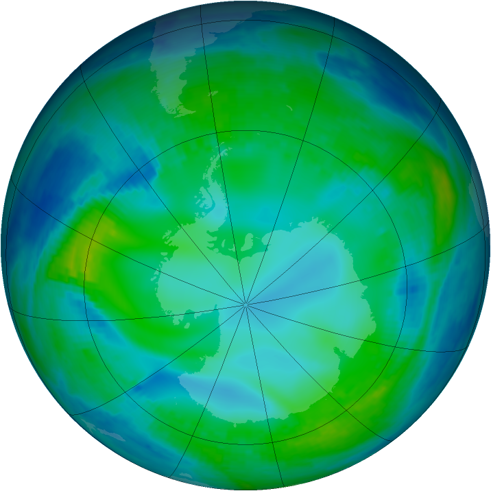 Antarctic ozone map for 22 May 1999